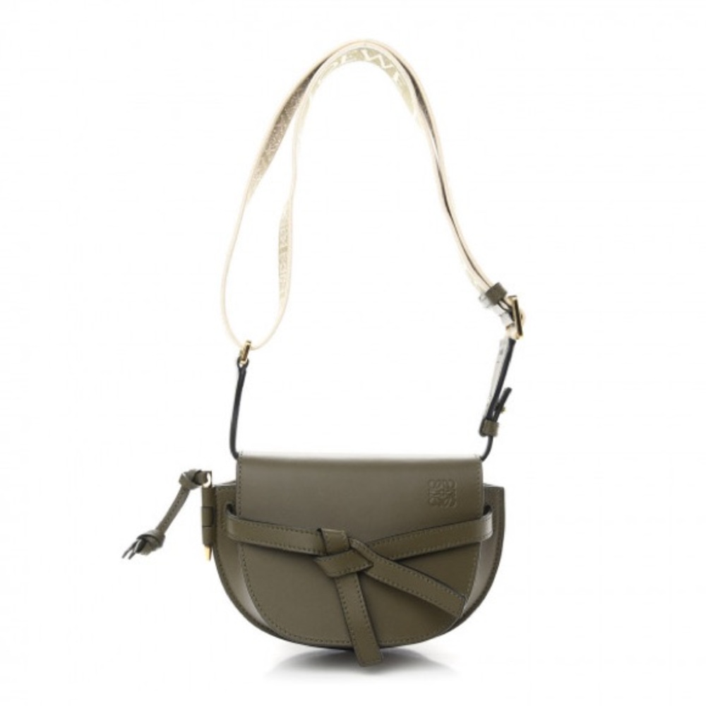 Loewe Calfskin Jacquard Mini Gate Dual Bag Autumn Green